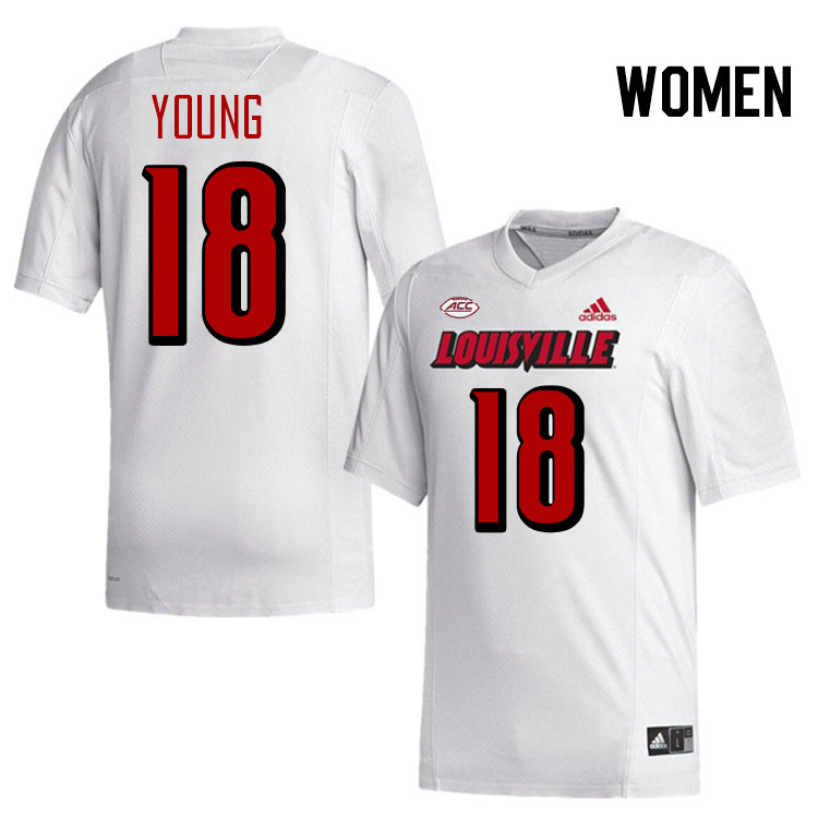 Women #18 Sam Young Louisville Cardinals College Football Jerseys Stitched-White